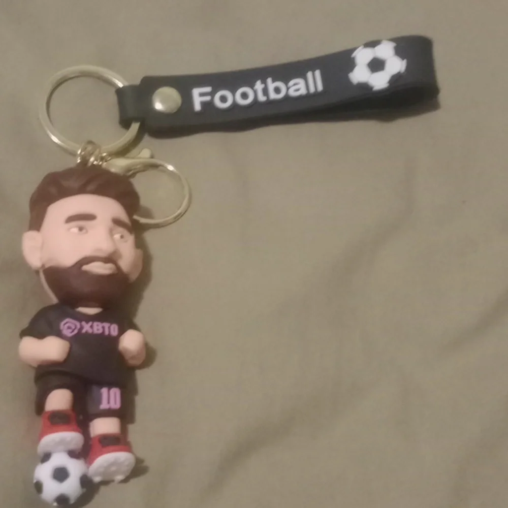 Soccer Player Keychain with Black and White Details, #10 MESSI